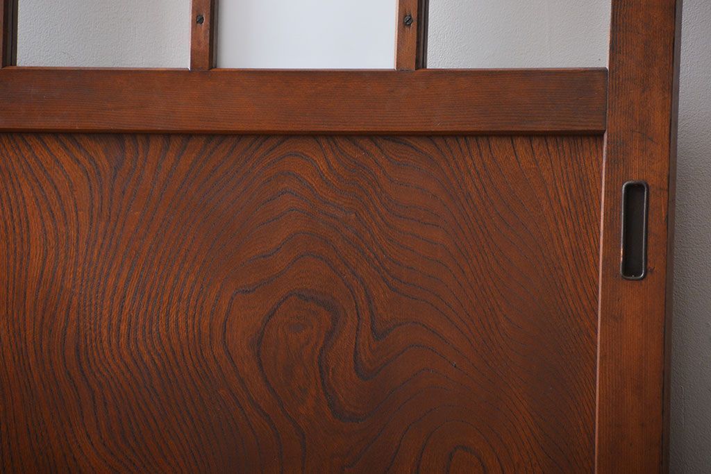 市松模様ガラスの背の高いガラス格子戸2枚セット