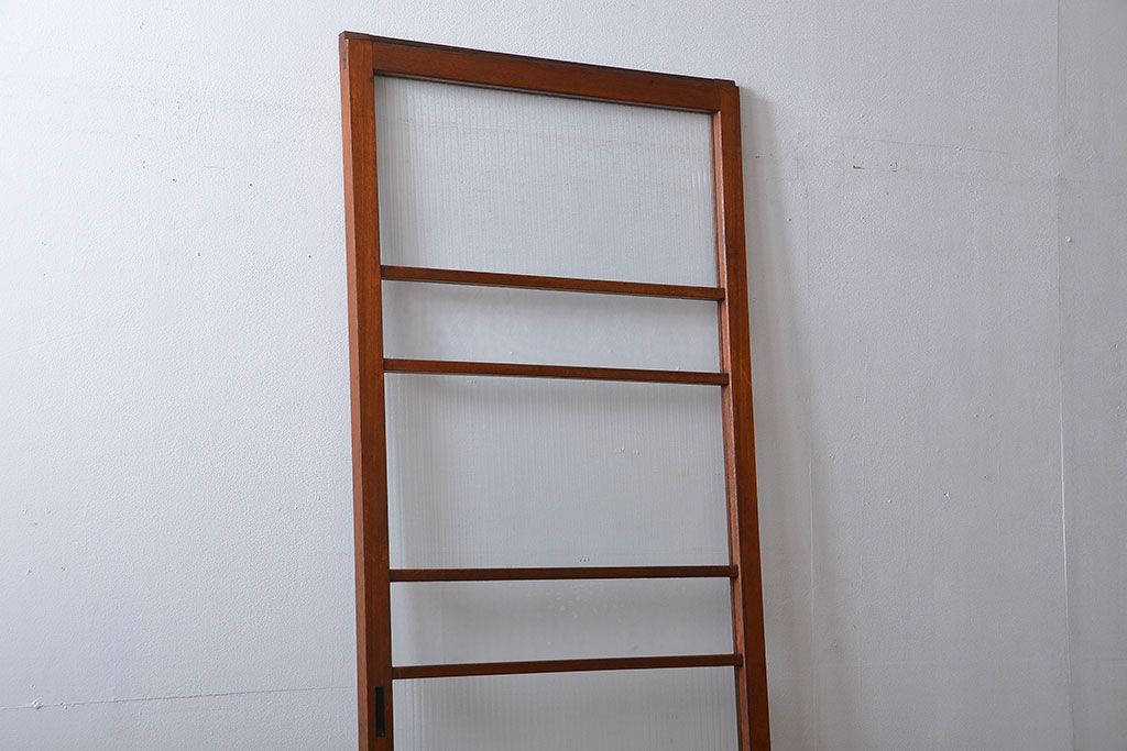 アンティーク　モールガラスとデザインガラス入りのガラス戸