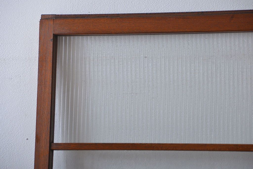 アンティーク　モールガラスとデザインガラス入りのガラス戸