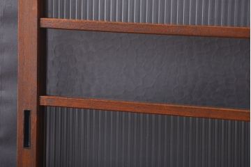 アンティーク　モールガラスとデザインガラス入りのガラス戸