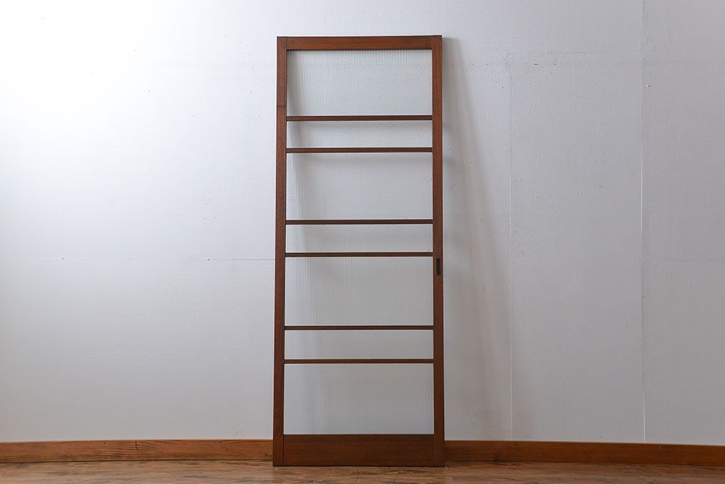 アンティーク　モールガラスとデザインガラス入りのガラス戸