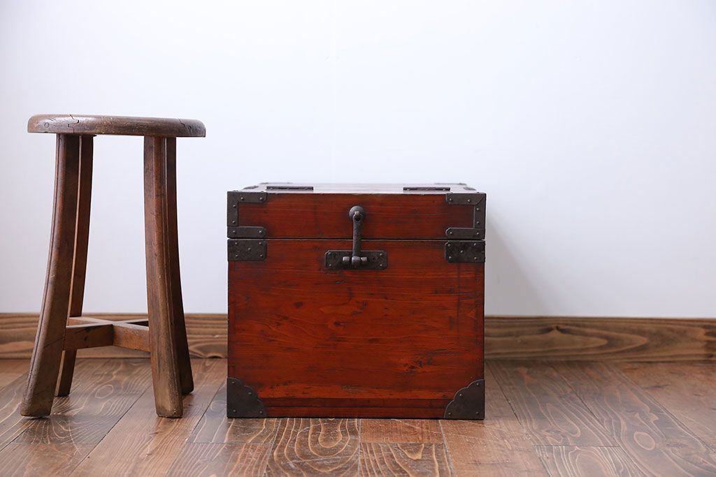 アンティーク家具　古民具・骨董 収納箱(ハサミ箱)(1)