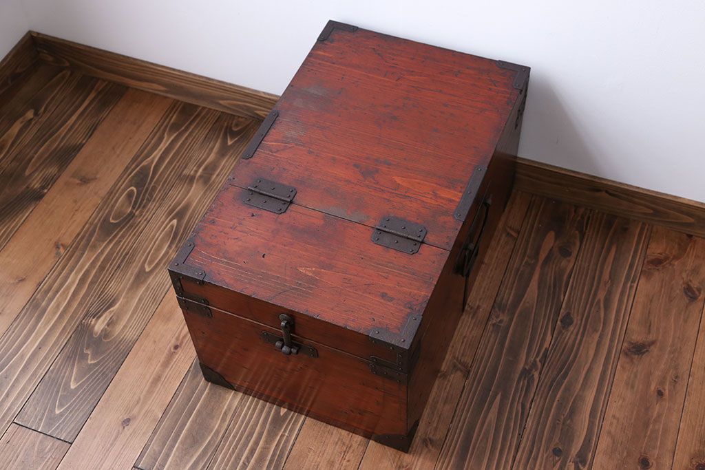 アンティーク家具　古民具・骨董 収納箱(ハサミ箱)(1)