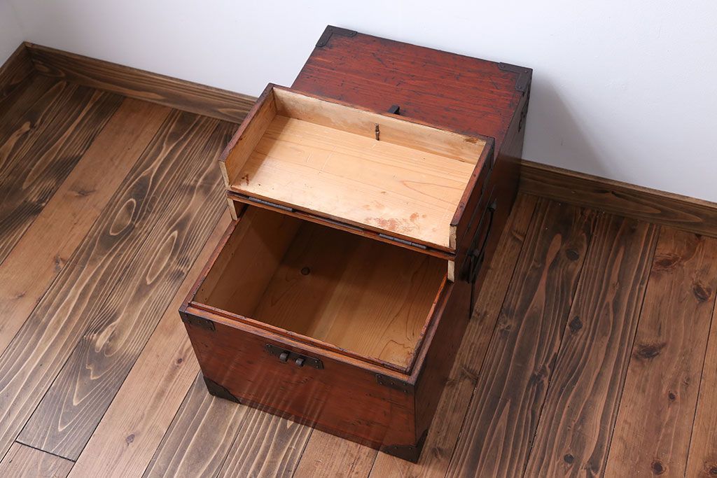 アンティーク家具　古民具・骨董 収納箱(ハサミ箱)(1)