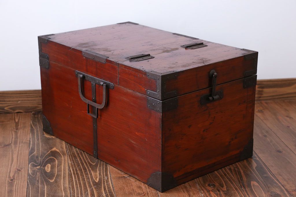 アンティーク家具　古民具・骨董 収納箱(ハサミ箱)(1)