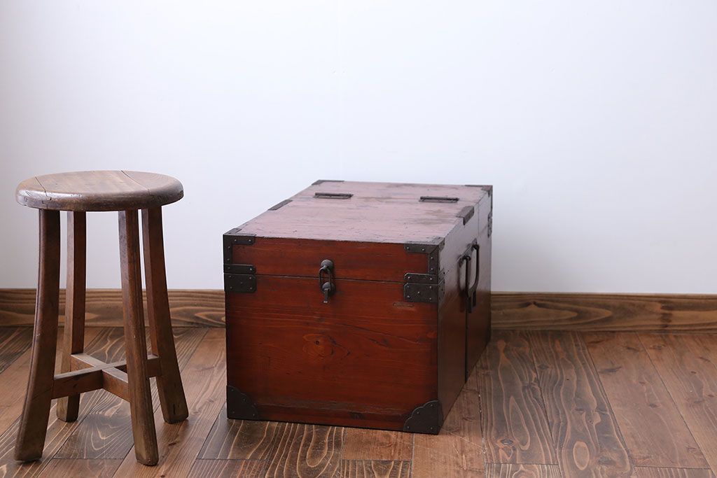 アンティーク家具　古民具・骨董 収納箱(ハサミ箱)(1)