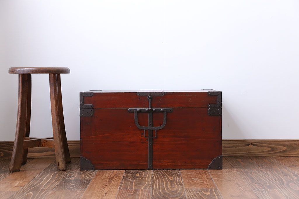 アンティーク家具　古民具・骨董 収納箱(ハサミ箱)(2)