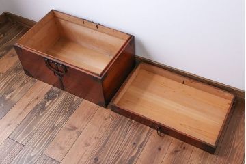 アンティーク家具　古民具・骨董 収納箱(ハサミ箱)(2)