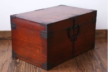 アンティーク家具　古民具・骨董 収納箱(ハサミ箱)(2)