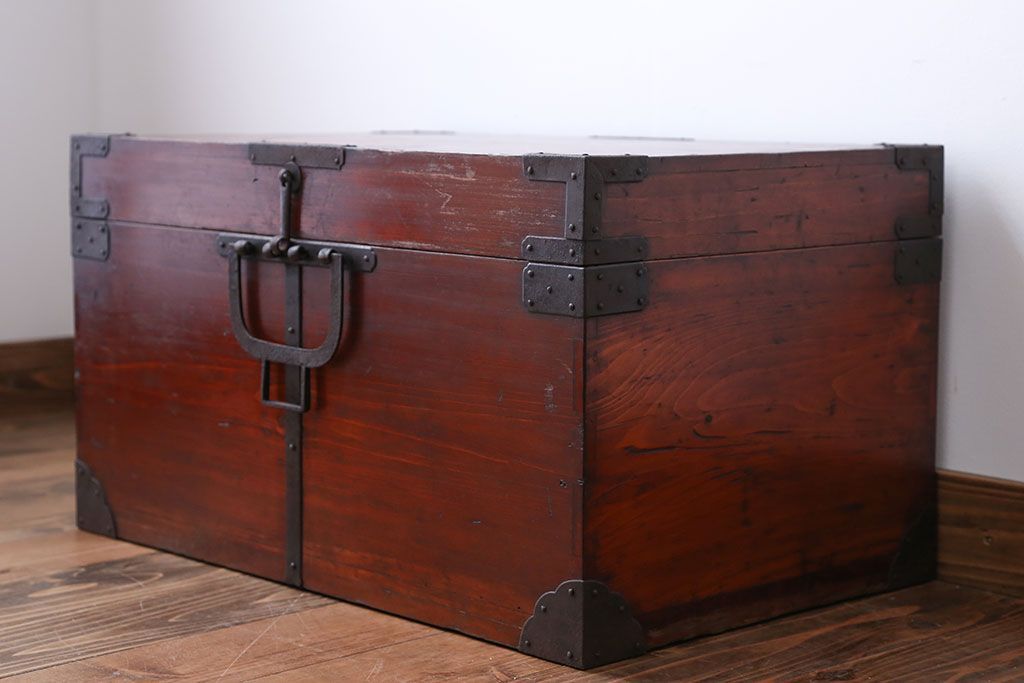 アンティーク家具　古民具・骨董 収納箱(ハサミ箱)(2)