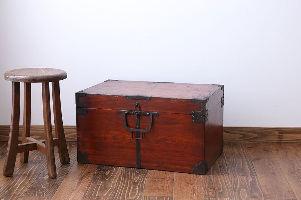 アンティーク家具　古民具・骨董 収納箱(ハサミ箱)(2)