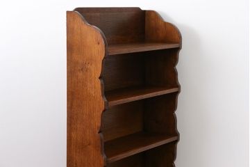 アンティーク家具　イギリスアンティーク　オーク材!側面のデザインが美しい本棚
