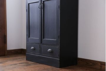 レトロ家具　昭和レトロ　色ガラス入り本箱