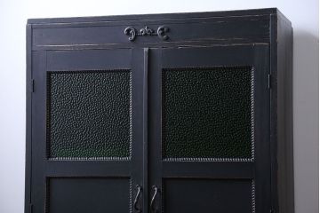 レトロ家具　昭和レトロ　色ガラス入り本箱