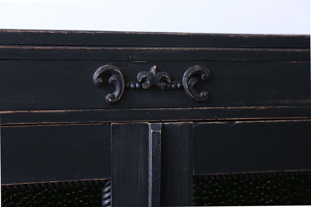 レトロ家具　昭和レトロ　色ガラス入り本箱