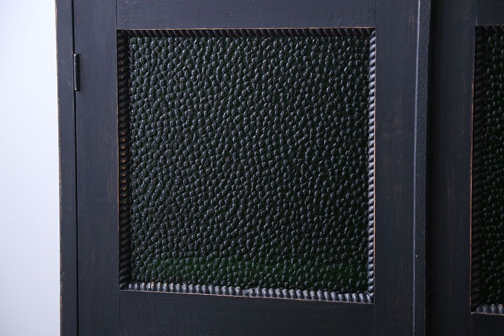 レトロ家具　昭和レトロ　色ガラス入り本箱