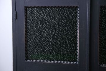 レトロ家具　昭和レトロ　色ガラス入り本箱