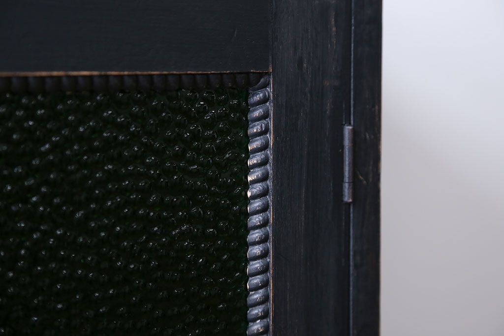 レトロ家具　昭和レトロ　色ガラス入り本箱