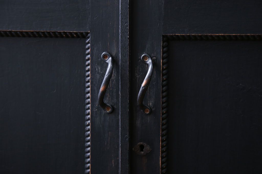 レトロ家具　昭和レトロ　色ガラス入り本箱