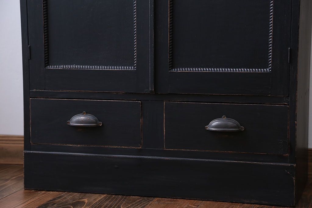 レトロ家具　昭和レトロ　色ガラス入り本箱