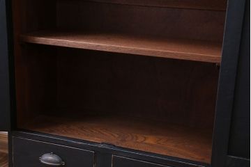 レトロ家具　昭和レトロ　色ガラス入り本箱