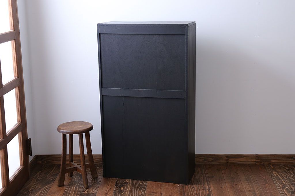 レトロ家具　昭和レトロ　色ガラス入り本箱