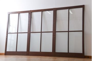 昭和レトロ 特大!ガラス面の大きなガラス戸3枚セット