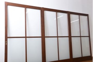昭和レトロ 特大!ガラス面の大きなガラス戸3枚セット