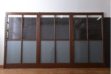 昭和レトロ 特大!ガラス面の大きなガラス戸3枚セット