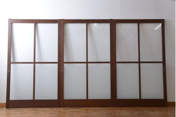 昭和レトロ 特大!ガラス面の大きなガラス戸3枚セット