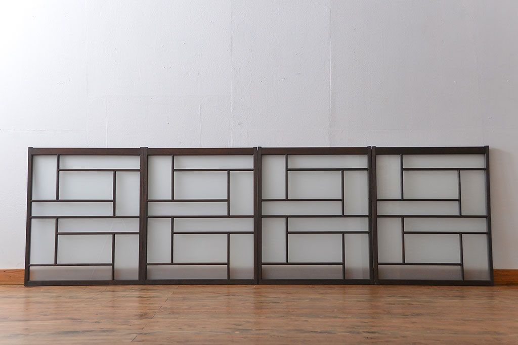 大正ロマン　珍しい凝ったデザインのすりガラス戸(窓)