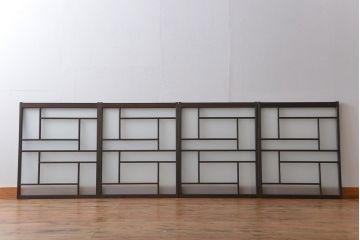 大正ロマン　珍しい凝ったデザインのすりガラス戸(窓)