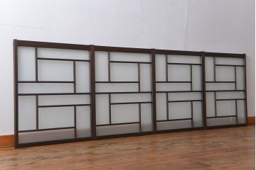 大正ロマン　珍しい凝ったデザインのすりガラス戸(窓)