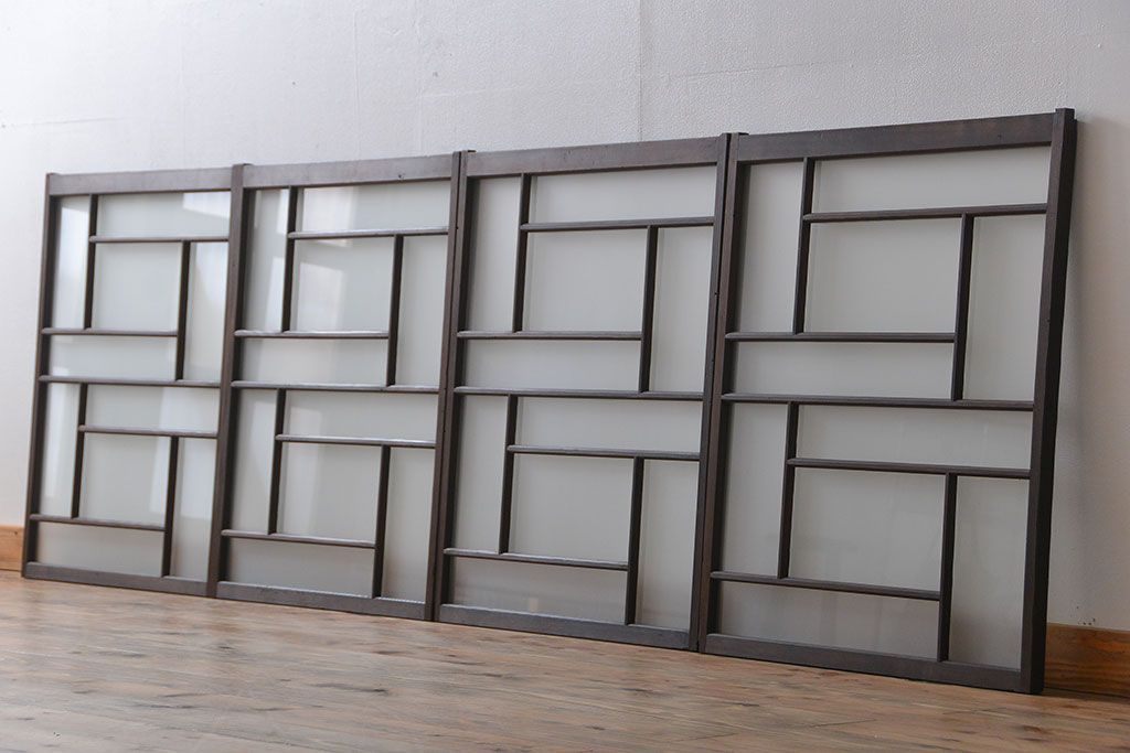 大正ロマン　珍しい凝ったデザインのすりガラス戸(窓)