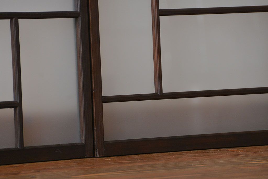 大正ロマン　珍しい凝ったデザインのすりガラス戸(窓)