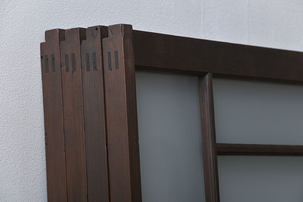 大正ロマン　珍しい凝ったデザインのすりガラス戸(窓)