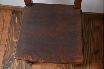 アンティーク家具　イギリスアンティーク オーク材　シックなダイニングチェア2脚セット(1)