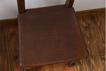 アンティーク家具　イギリスアンティーク オーク材　シックなダイニングチェア2脚セット(1)