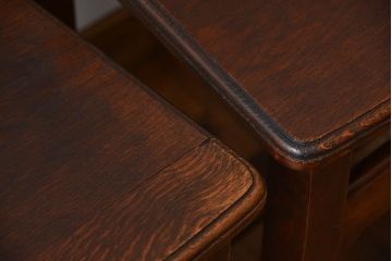 アンティーク家具　イギリスアンティーク オーク材　シックなダイニングチェア2脚セット(1)