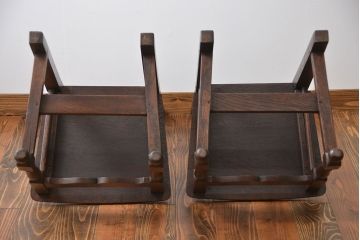 アンティーク家具　イギリスアンティーク オーク材　シックなダイニングチェア2脚セット(1)