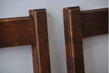 アンティーク家具　イギリスアンティーク オーク材　シックなダイニングチェア2脚セット(2)