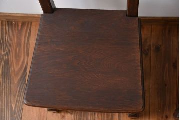 アンティーク家具　イギリスアンティーク オーク材　シックなダイニングチェア2脚セット(2)