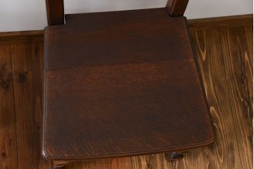 アンティーク家具　イギリスアンティーク オーク材　シックなダイニングチェア2脚セット(2)