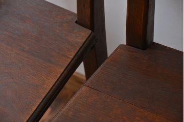 アンティーク家具　イギリスアンティーク オーク材　シックなダイニングチェア2脚セット(2)