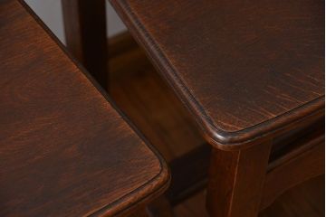 アンティーク家具　イギリスアンティーク オーク材　シックなダイニングチェア2脚セット(2)