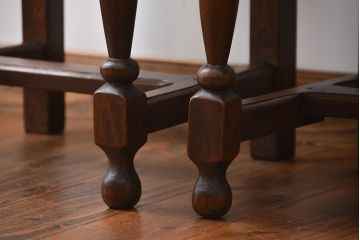 アンティーク家具　イギリスアンティーク オーク材　シックなダイニングチェア2脚セット(2)