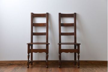 アンティーク家具　イギリスアンティーク オーク材　シックなダイニングチェア(3)