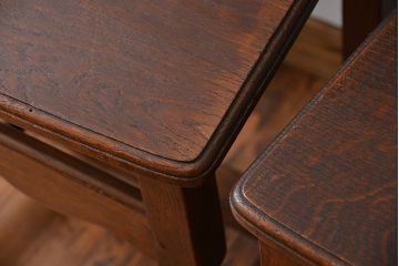 アンティーク家具　イギリスアンティーク オーク材　シックなダイニングチェア(3)