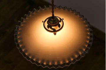 イギリスアンティーク　フリルシェード照明(1)