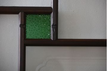 大正ロマン　色ガラス入り幾何学模様の引き戸4枚セット(1)